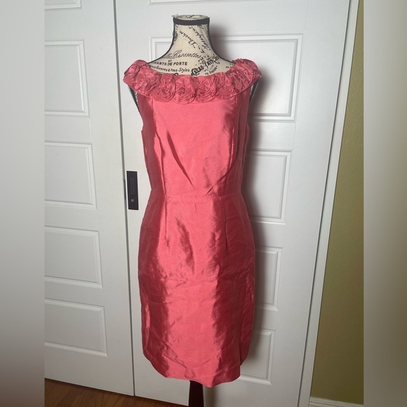 Boden Silk Blend Floral Rosette Sheath Dress Coral Pink - Picture 1 of 6